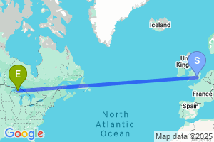 Map of the flight from London Heathrow to Hancock
