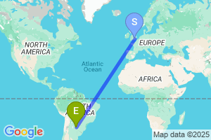 Map of the flight from London Heathrow to Corrientes