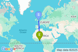 Map of the flight from London Heathrow to Cotonou