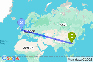 Map of the flight from London Heathrow to Changsha