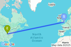 Map of the flight from London Heathrow to Cincinnati