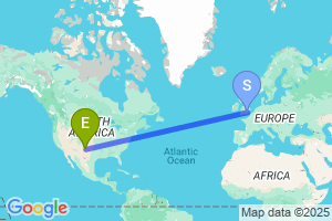 Map of the flight from London Heathrow to Clovis