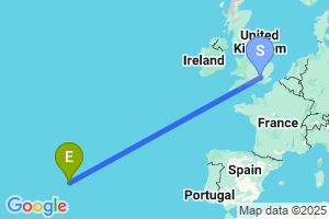 Map of the flight from London Heathrow to Corvo Island