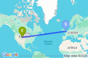 Map of the flight from London Heathrow to Cheyenne