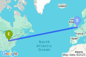 Map of the flight from London Heathrow to Dayton