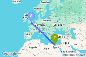 Map of the flight from London Heathrow to Dabaa