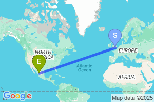 Map of the flight from London Heathrow to Durango