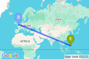 Map of the flight from London Heathrow to Dumaguete