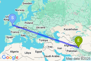 Map of the flight from London Heathrow to Dharamsala