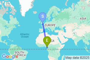 Map of the flight from London Heathrow to Douala