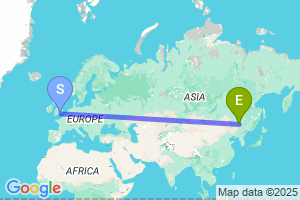 Map of the flight from London Heathrow to Daqing