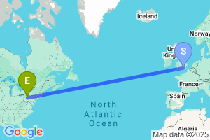 Map of the flight from London Heathrow to Dubois