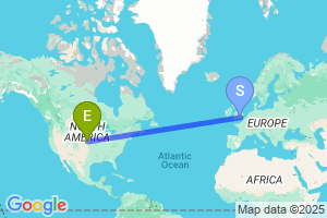 Map of the flight from London Heathrow to Kearney