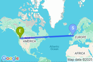 Map of the flight from London Heathrow to Wenatchee