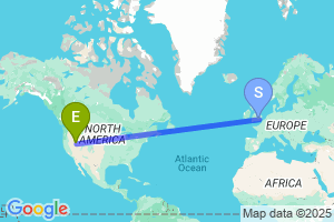 Map of the flight from London Heathrow to Elko