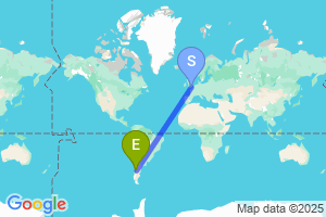Map of the flight from London Heathrow to Esquel