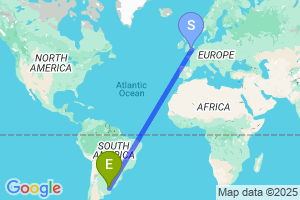 Map of the flight from London Heathrow to Buenos Aires Ministro Pistarini