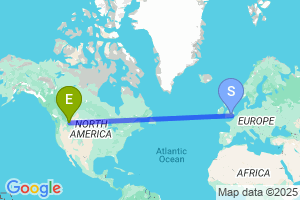 Map of the flight from London Heathrow to Kalispell