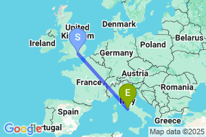 Map of the flight from London Heathrow to Rome Fiumicino