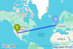 Map of the flight from London Heathrow to Flagstaff Pulliam