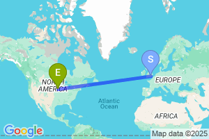 Map of the flight from London Heathrow to Fort Dodge