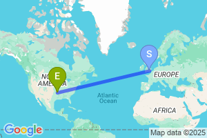 Map of the flight from London Heathrow to Fort Smith