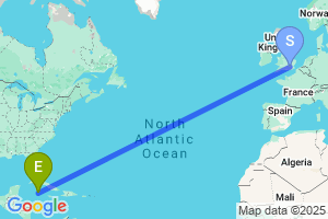 Map of the flight from London Heathrow to George Town