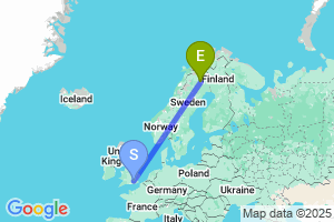 Map of the flight from London Heathrow to Gallivare