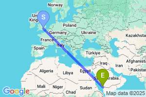 Map of the flight from London Heathrow to Jazan