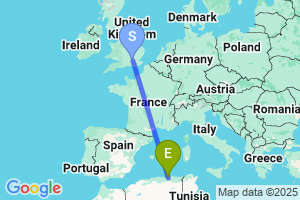 Map of the flight from London Heathrow to Jijel