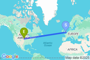 Map of the flight from London Heathrow to Grand Island
