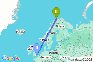 Map of the flight from London Heathrow to Hasvik