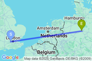 Map of the flight from London Heathrow to Hannover