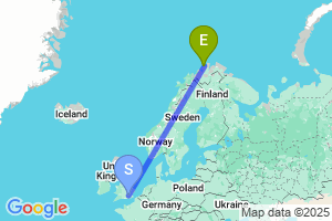 Map of the flight from London Heathrow to Hammerfest