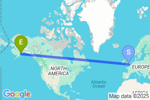 Map of the flight from London Heathrow to Homer