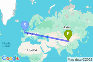 Map of the flight from London Heathrow to Delingha