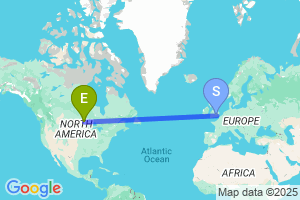 Map of the flight from London Heathrow to International Falls