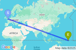 Map of the flight from London Heathrow to Nauru Island