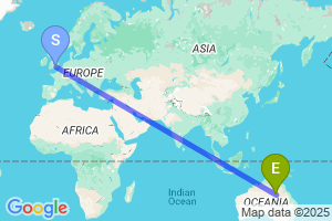 Map of the flight from London Heathrow to Mount Isa