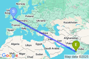 Map of the flight from London Heathrow to Nashik