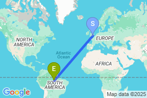 Map of the flight from London Heathrow to Itaituba