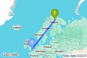 Map of the flight from London Heathrow to Ivalo