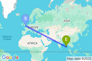 Map of the flight from London Heathrow to Port blair