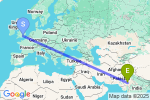 Map of the flight from London Heathrow to Jodhpur