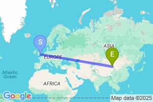 Map of the flight from London Heathrow to Jiayuguan