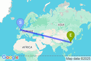 Map of the flight from London Heathrow to Jiujiang