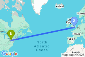 Map of the flight from London Heathrow to Johnstown