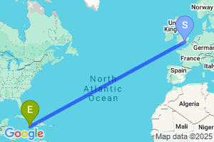 Map of the flight from London Heathrow to Kingston