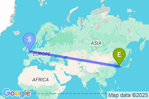 Map of the flight from London Heathrow to Gunsan