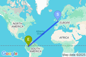 Map of the flight from London Heathrow to La Chorrera